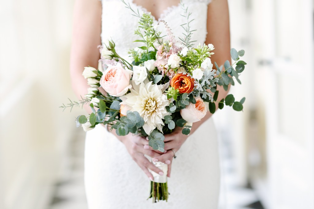 David Austin Roses in my wedding bouquet